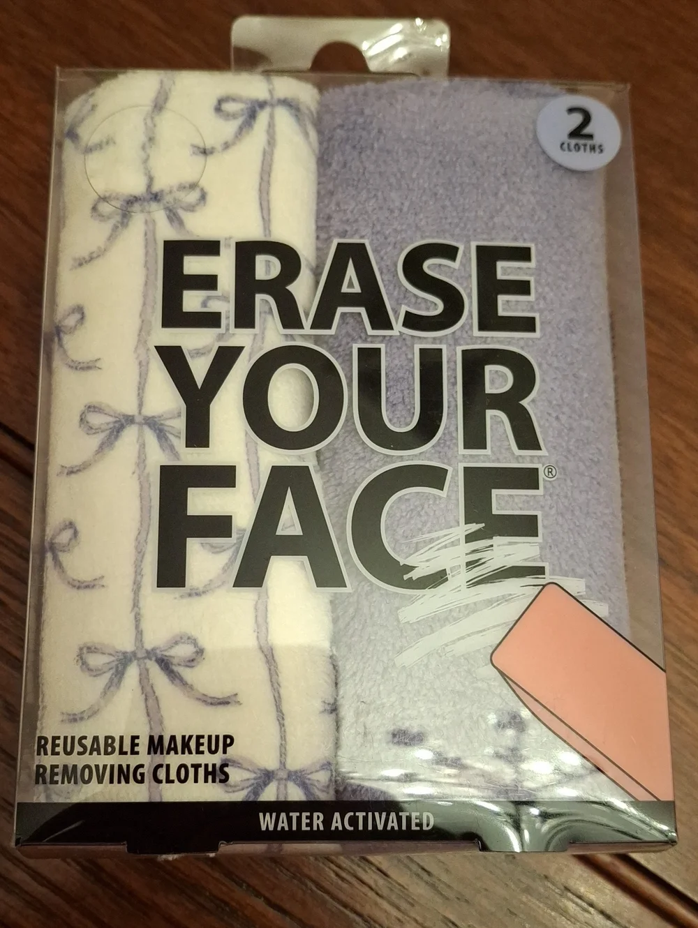 Erase Your Face Reusable Makeup Remover Cloths Water Activated (2-Pack) New